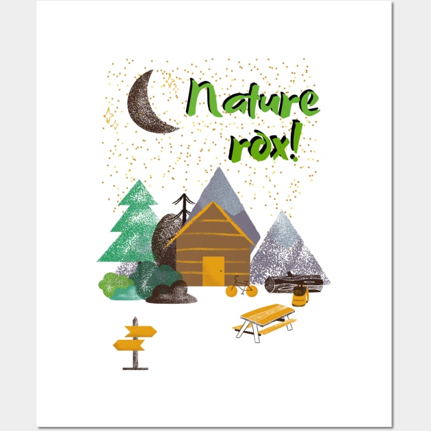 Nature Rox camping design Wall Art by Life is Raph